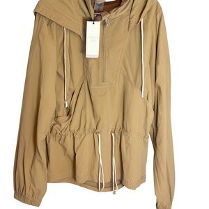 Calia Hooded Windbreaker Women Tan Brown Water Repellent Jacket NWT